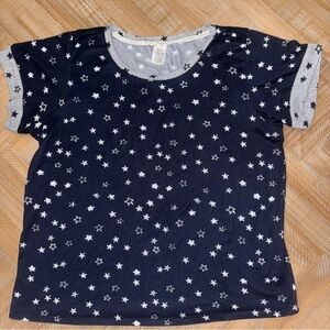 Lucky Brand Navy Star Print Short Sleeve Tee